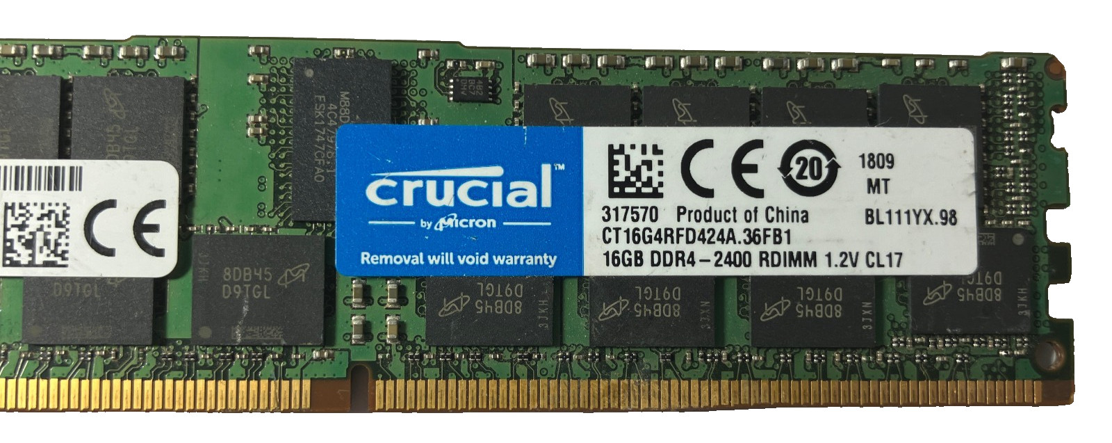 Micron 16GB 2Rx4 PC4-2400T-RB1-11 ECC REG Server Memory MTA36ASF2G72PZ-2G3B1QG