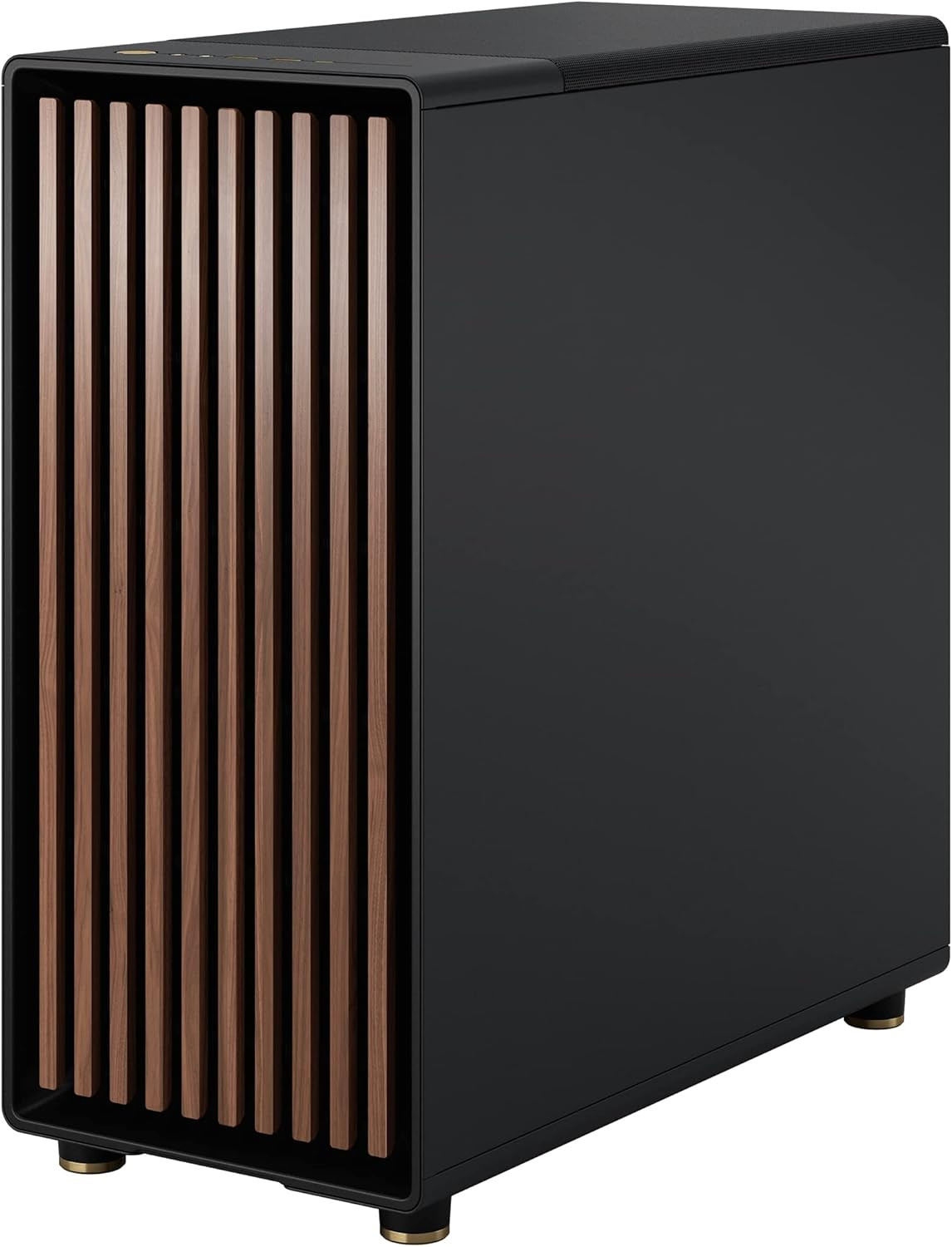North Charcoal Black Tempered Glass ATX Gaming Case with Walnut Front & Fans