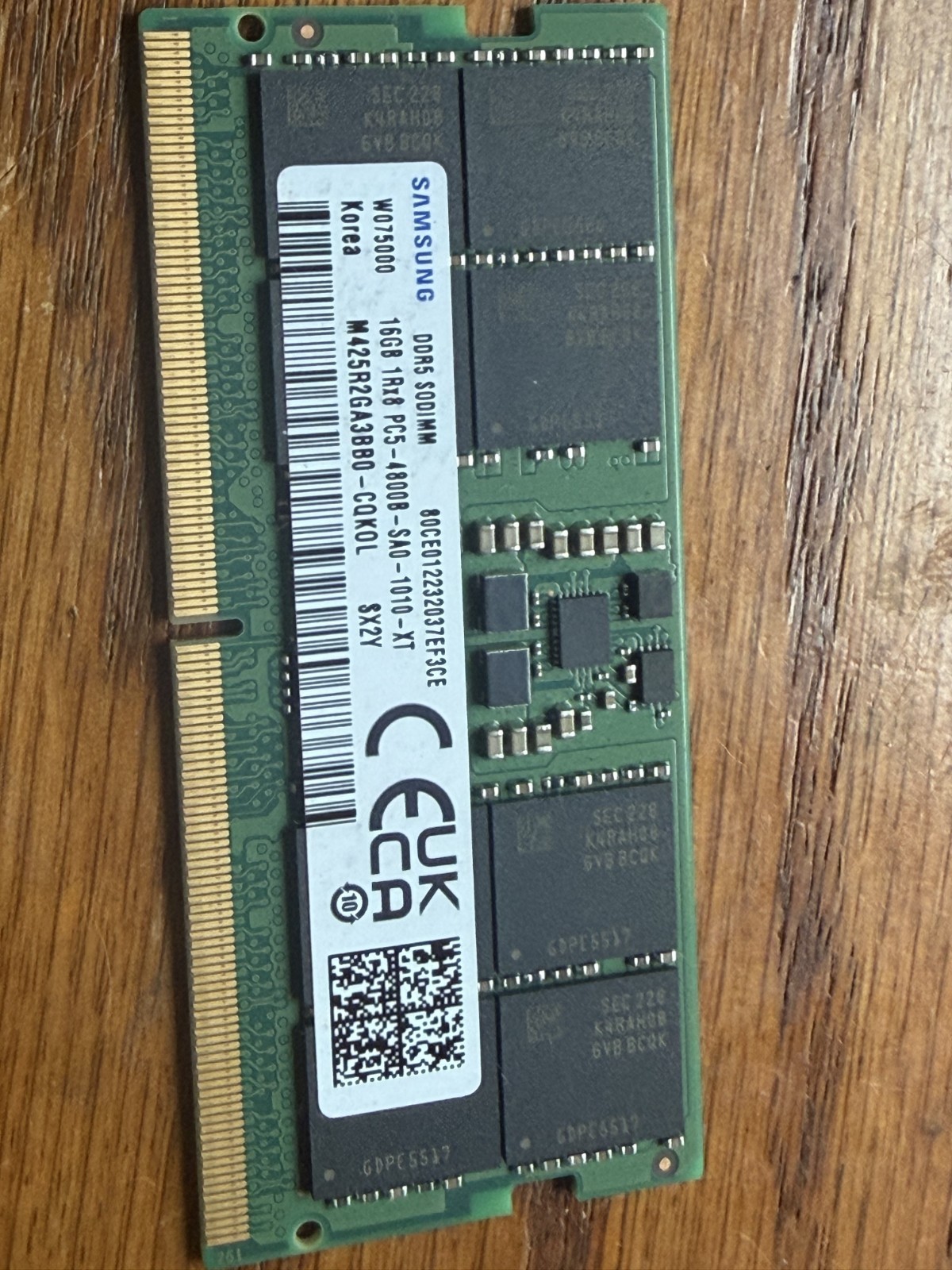 Samsung 16GB DDR5 4800 CL40 SODIMM Laptop RAM Memory PC5-4800B