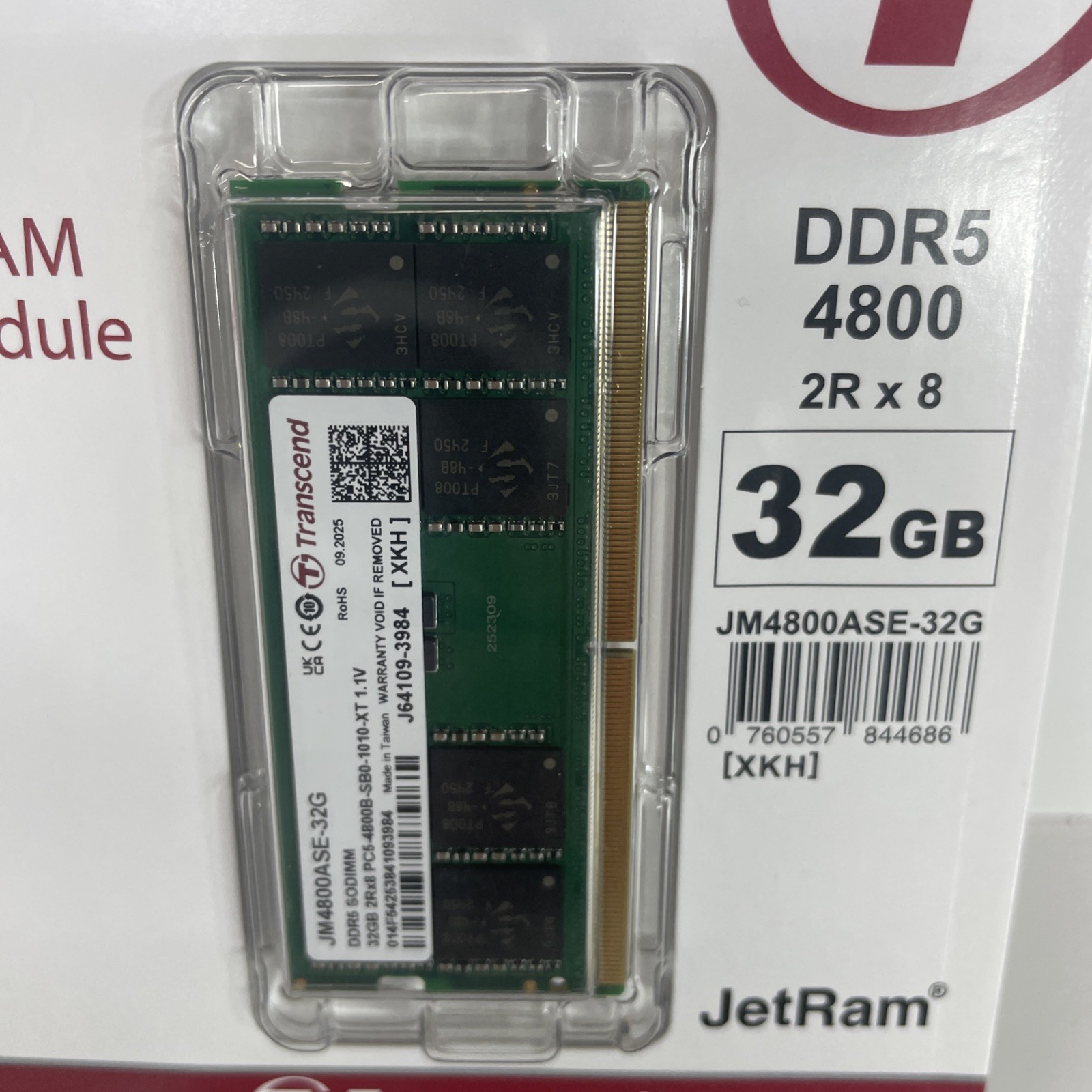 Transcend JetRam JM4800ASE-32G 32 GB 1 x 32 GB DDR5 4800 MHz 262-pin SO-DIMM