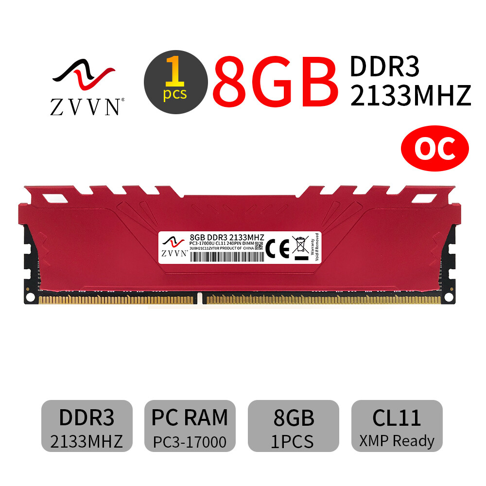32GB 16GB 8GB DDR3 OC 2133MHz PC3-17000 240Pin DIMM Desktop Game Memory ZVVN Red