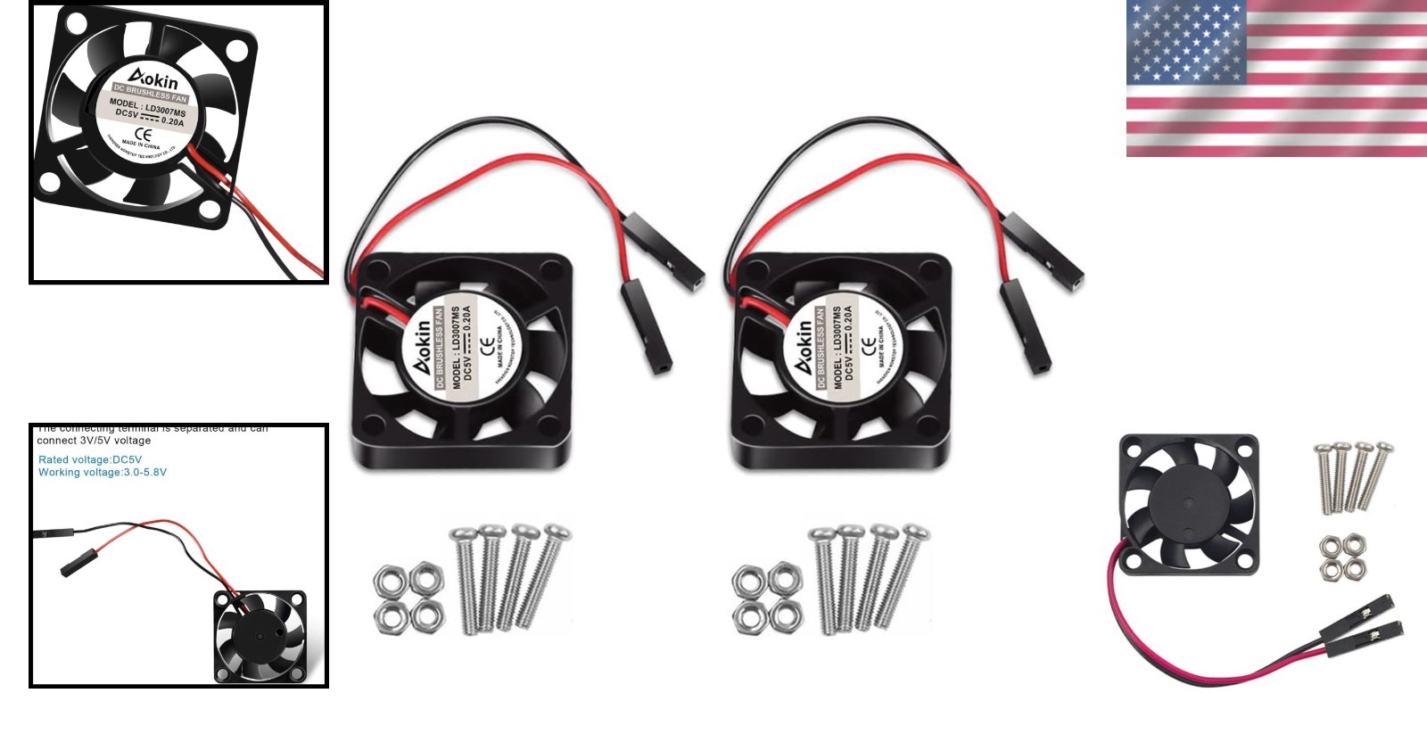 2Pcs 30x30x7mm Brushless Cooling Fans for Raspberry Pi – Quiet and Efficient