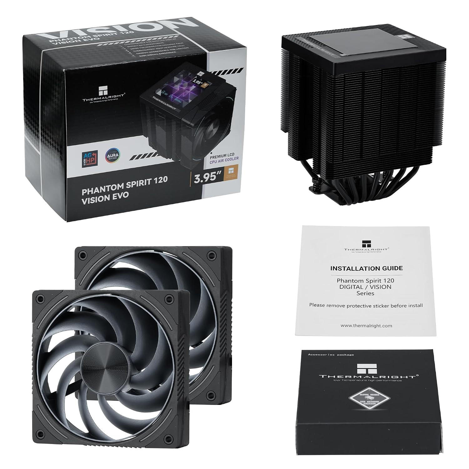 Phantom Spirit 120 Vision EVO CPU Cooler, 3.95-Inch IPS LCD