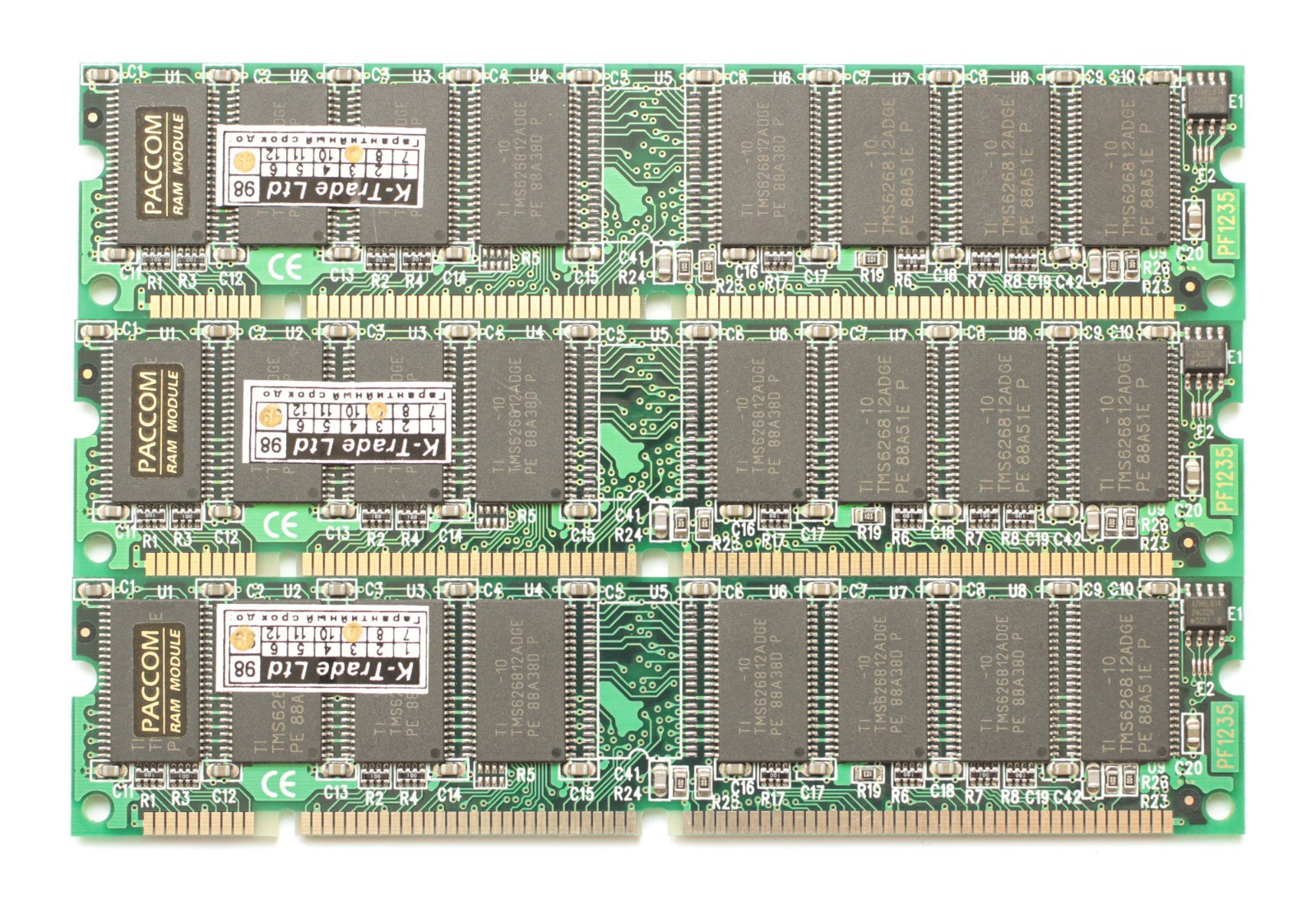 Lot of 3x32MB – SDRAM PC-100 memory – DIMM 168pin – 96MB – TESTED