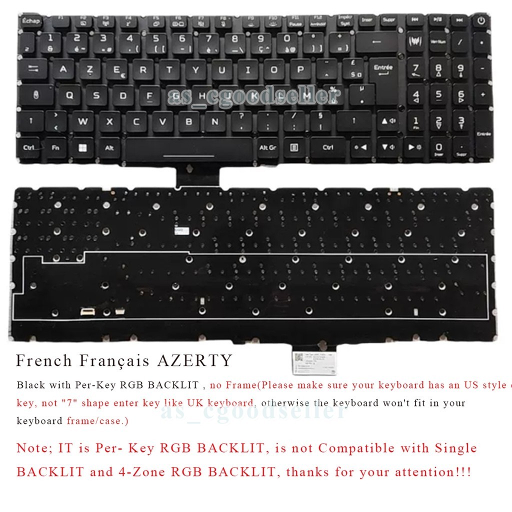 New for Acer Predator Helios 16 PH16-72 72-94UE Keyboard Per-Key RGB FR BACKLIT