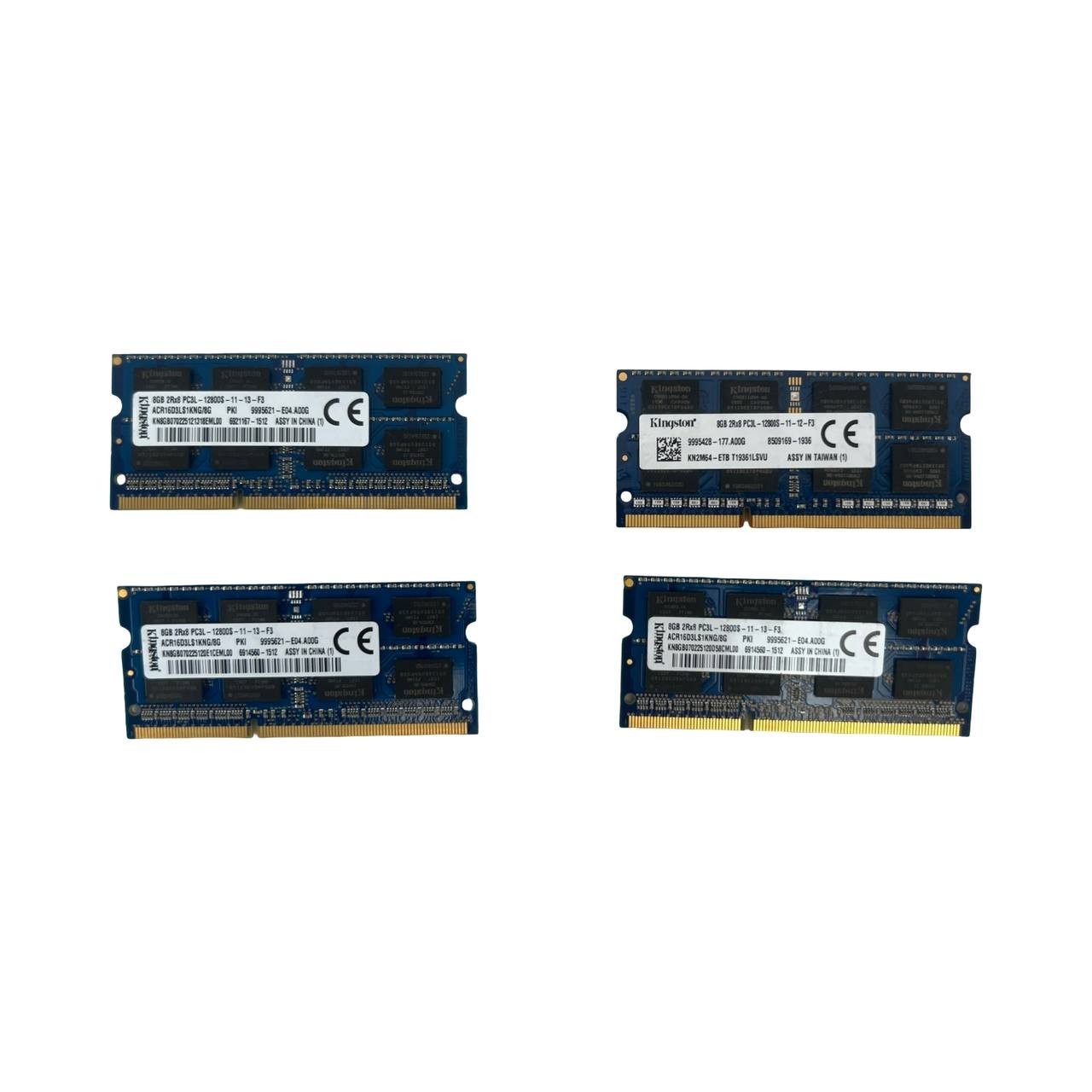 Lot of 4 – Kingston 8GB 2Rx8 PC3L-12800 DDR3 1600 MHz 1.35V Laptop Memory