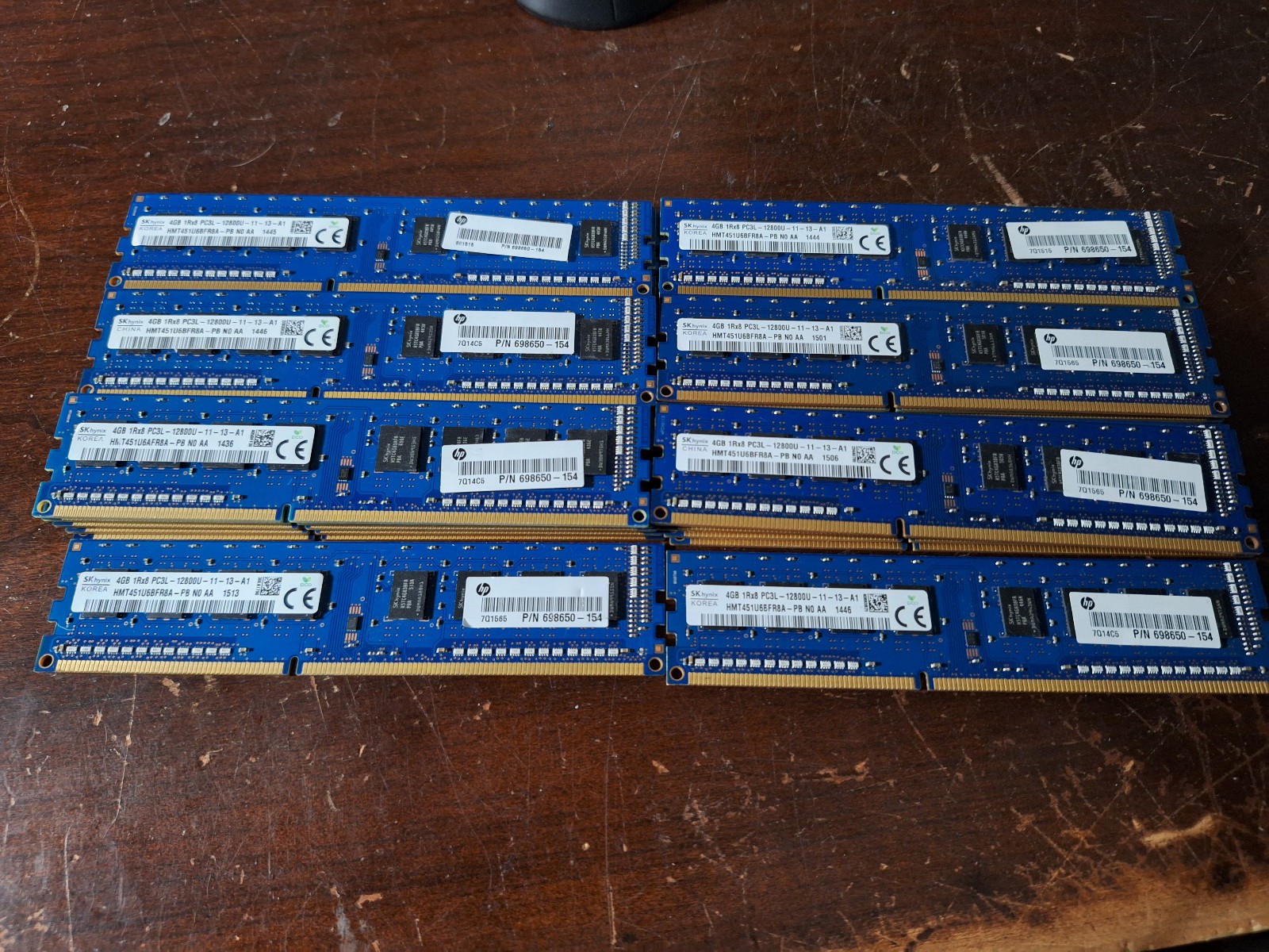 [LOT OF 32] SK Hynix 4GB 1Rx8 PC3L-12800U-11-13-A1 Non-ECC Unbuffered DDR3 RAM