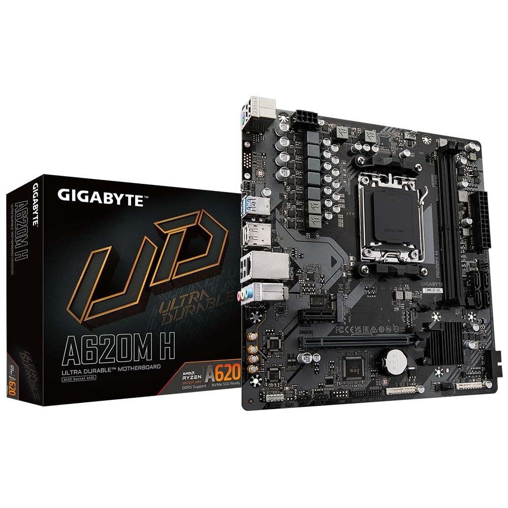 Gigabyte A620M H Motherboard – Supports AMD Ryzen 8000 CPUs, 5+2+2 Phases Digita